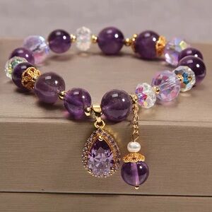 Natural Elegant Amethyst Bracelet Female